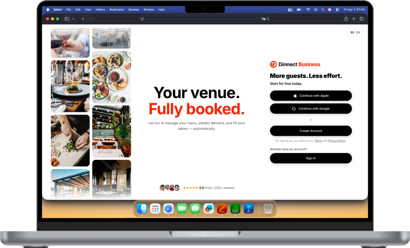Dinnect Business — Desktop