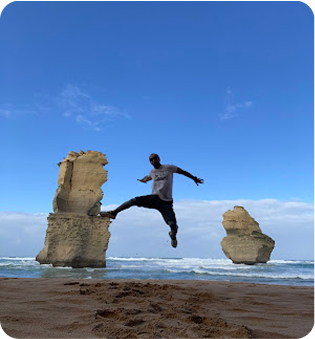 Jumping at the beach